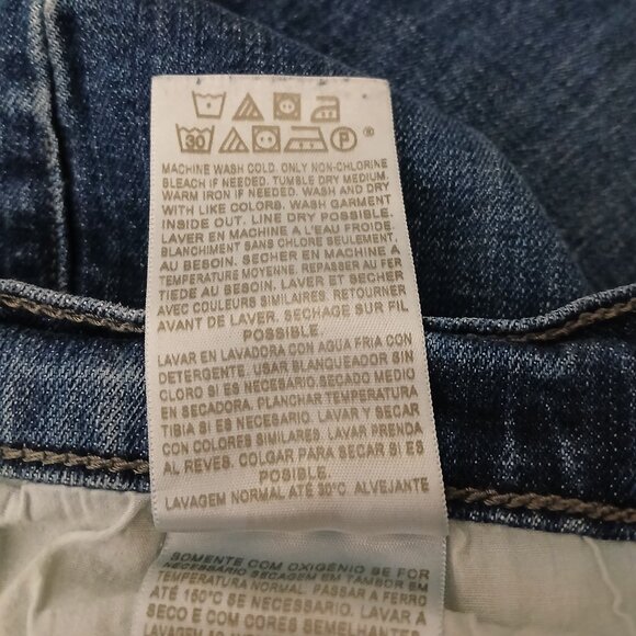 Levis Jeans Size 8 Boot Cut Mid Rise Studded Pockets Blue Denim Stretch - Picture 9 of 9